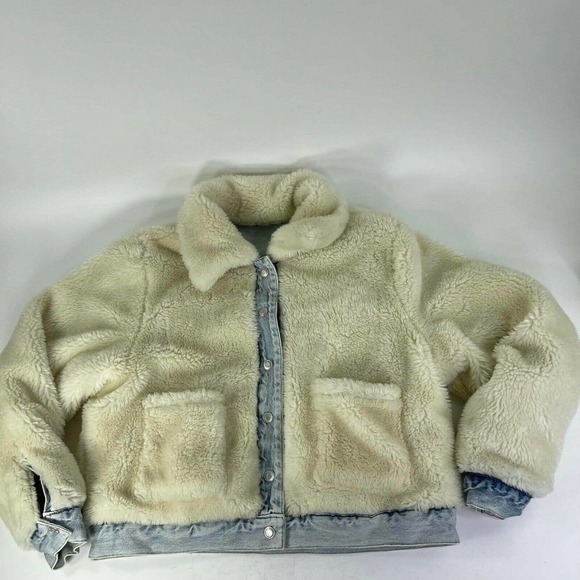 OAT New York Women's Blue Denim Trucker Jacket Sz XL Reversible Shepra Jeans - Picture 5 of 11